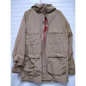 Vintage Survival Series Mens Hooded Khaki Lined Wool Jacket Size L Tall